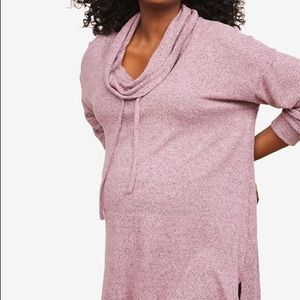 Soft and cozy pink cowel neck maternity sweater